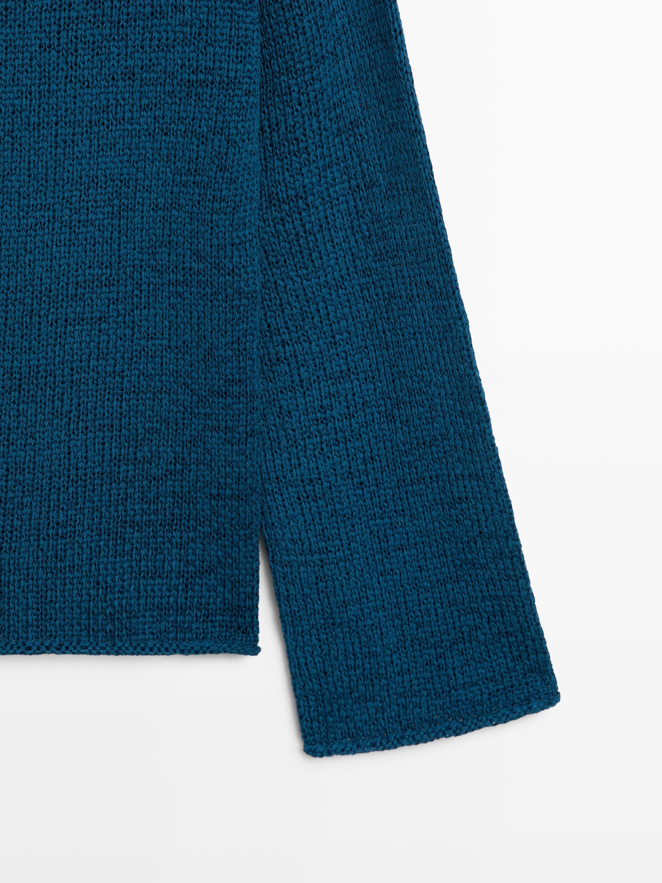 Pull en maille ajourée de coton mélang